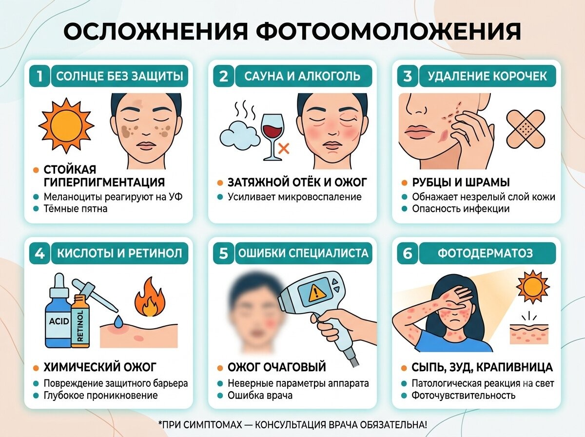 Фотоомоложение осложнения